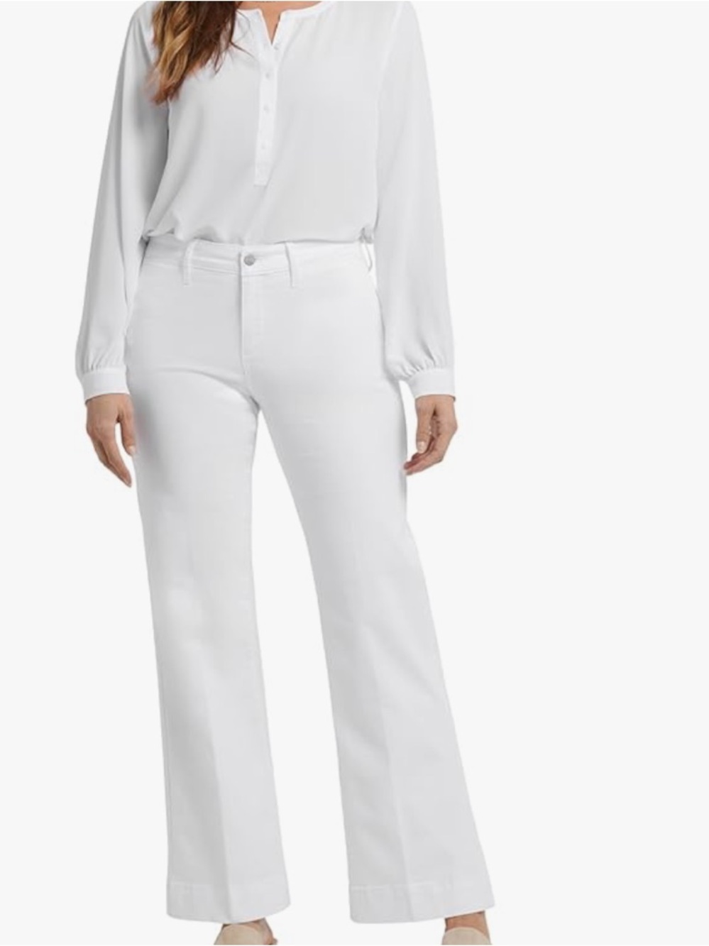 NYDJ Women's Teresa Wide Leg Ankle Jeans, Optic White Size 4